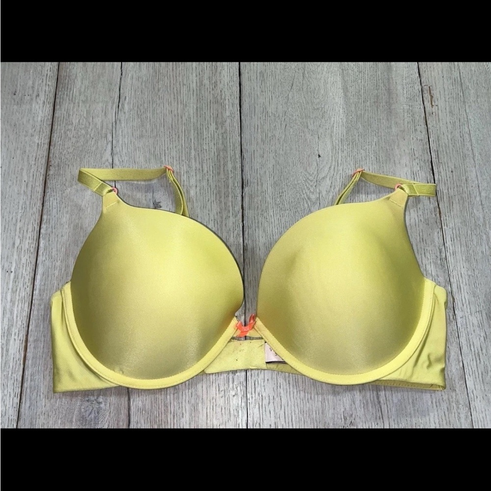 Victoria’s Secret Push Up Bra Size 38C Yellow Pink